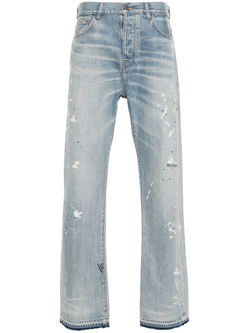 denim lavato in cotone azzurro AMIRI | AMDNGH1026ANTIQUE INDIGO